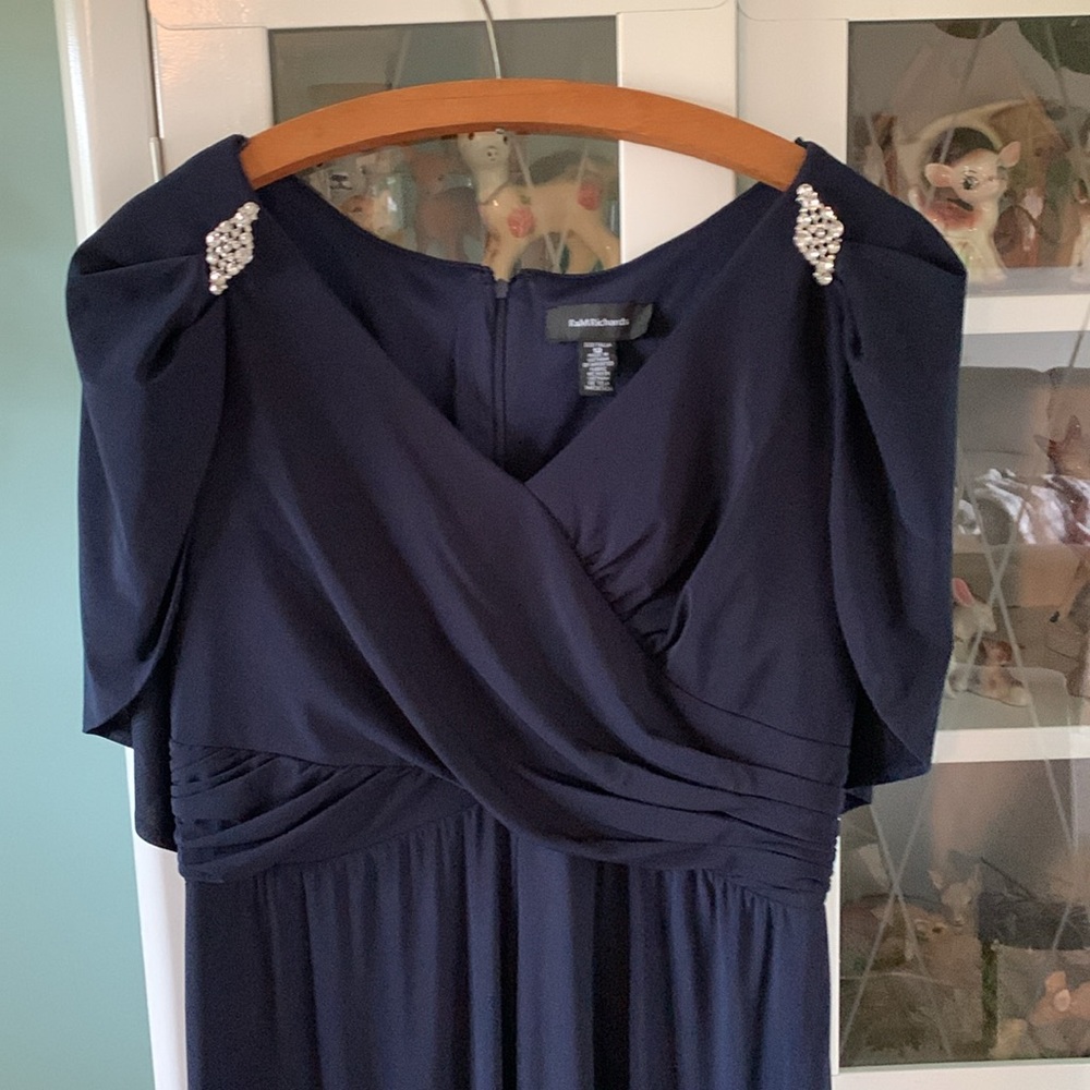 R & M Richards sz 12 formal jumpsuit wedding evening wear euc navy - Picture 2 of 8